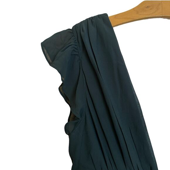 NWT Lulus I'm All Yours Emerald Green Ruffled Maxi Dress Bridesmaid Cocktail M - Picture 9 of 13